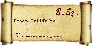 Bencs Szilárd névjegykártya